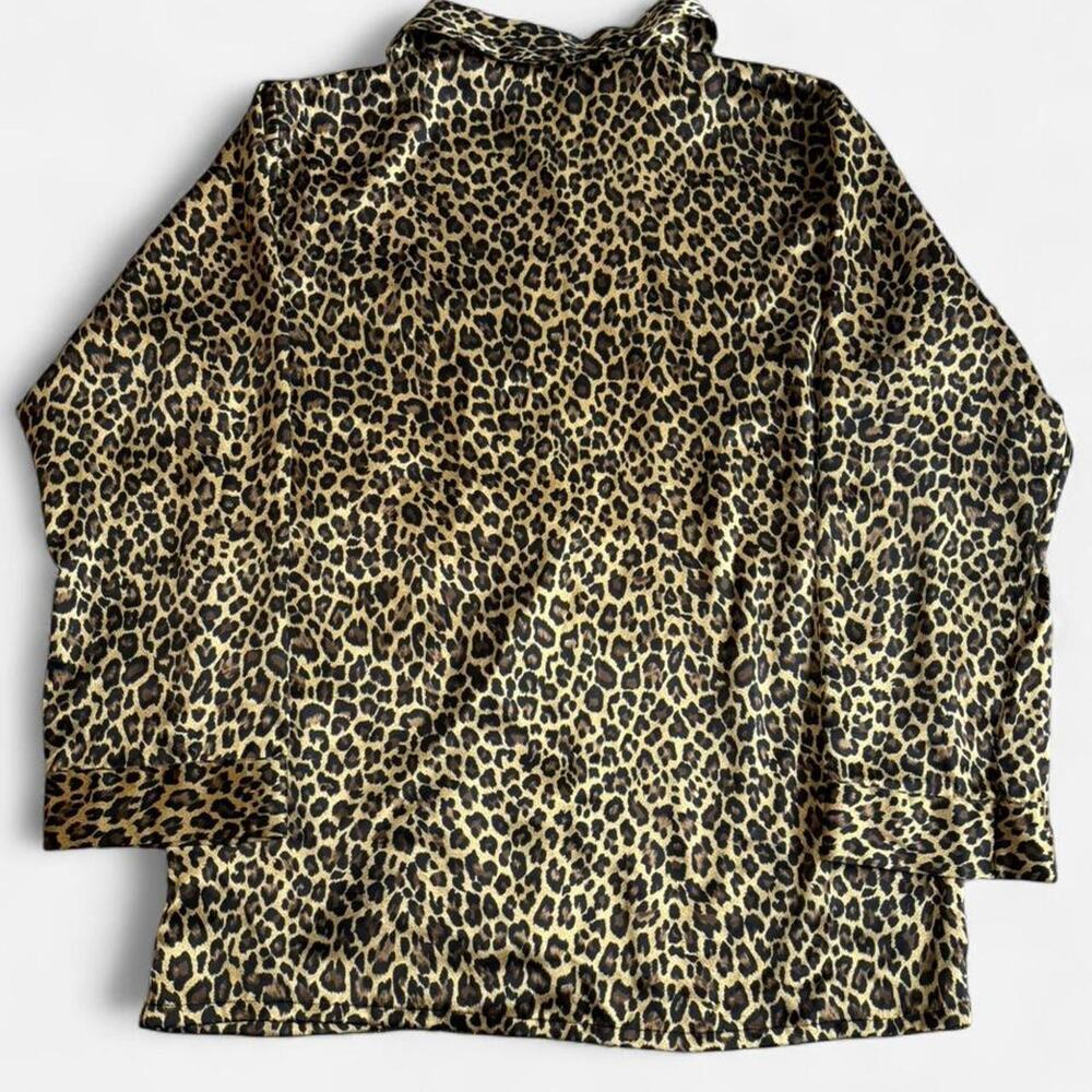 Victoria's Secret Women's Pajama Top S Leopard Print Satin-Like Black Tan - Picture 4 of 7